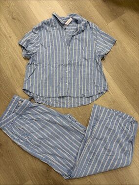 Auden Blue & White Striped Short-Sleeve Pajama Set